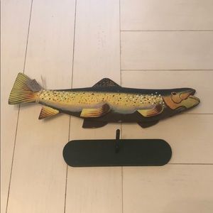 Hand-carved and panted Brown Trout with stand